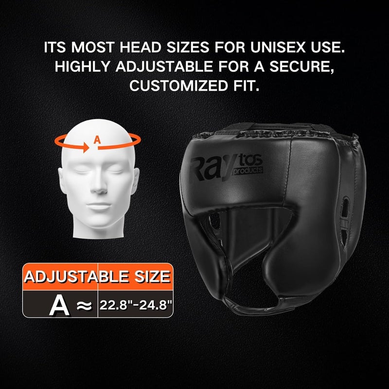 Raytos Boxing Headgear - Premium Head Gear for Boxing Men - Lightweight 7.4oz Sparring Headgear with 180° Vision | Stays Secure When Rolling | Youth & Adult Training for MMA, Muay Thai, Kickboxing - Image 4